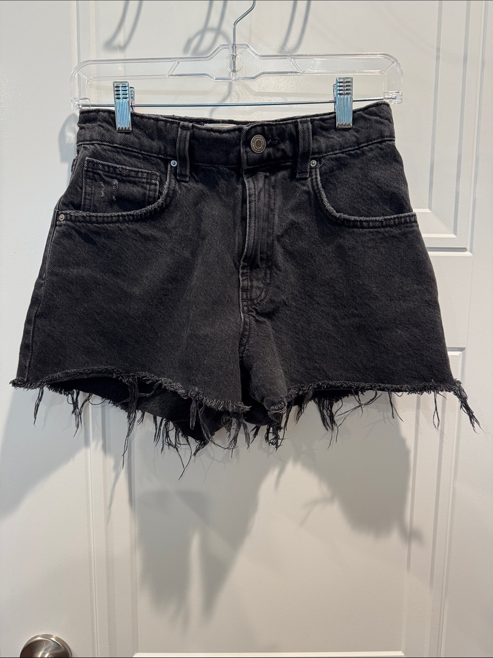 Cotton On Black Frayed Hem Denim Shorts